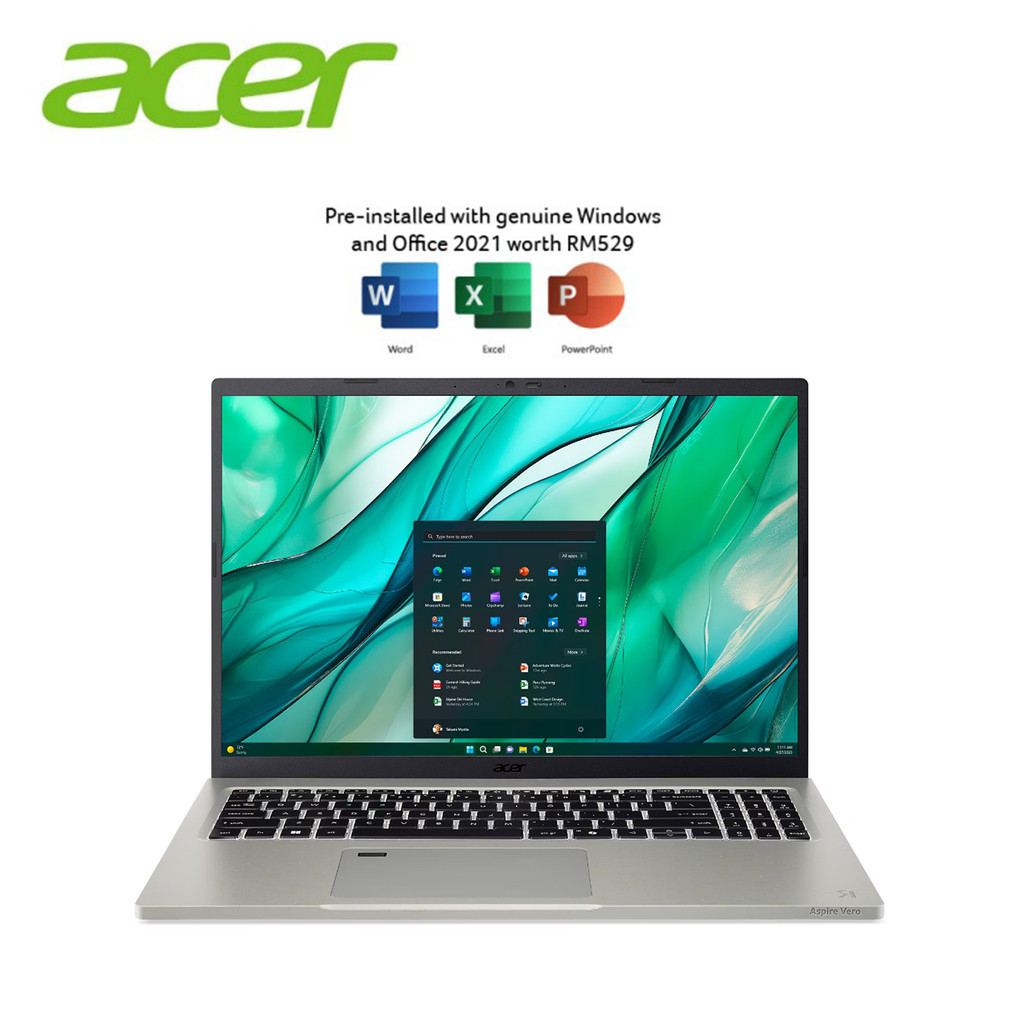 Acer Aspire Vero AV16-51P-74JM 16'' WUXGA Laptop Cobblestone Gray ( CU7-155U, 16GB, 1TB SSD, Intel, W11, HS+M365 ) | Shopee Malaysia