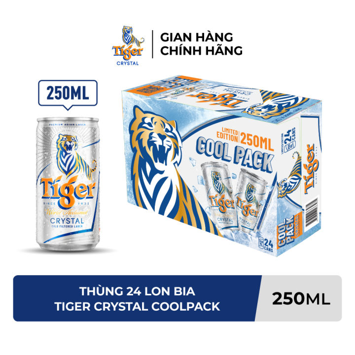 Thùng 24 lon bia Tiger Crystal Coolpack 250ml/lon | Lazada Việt Nam