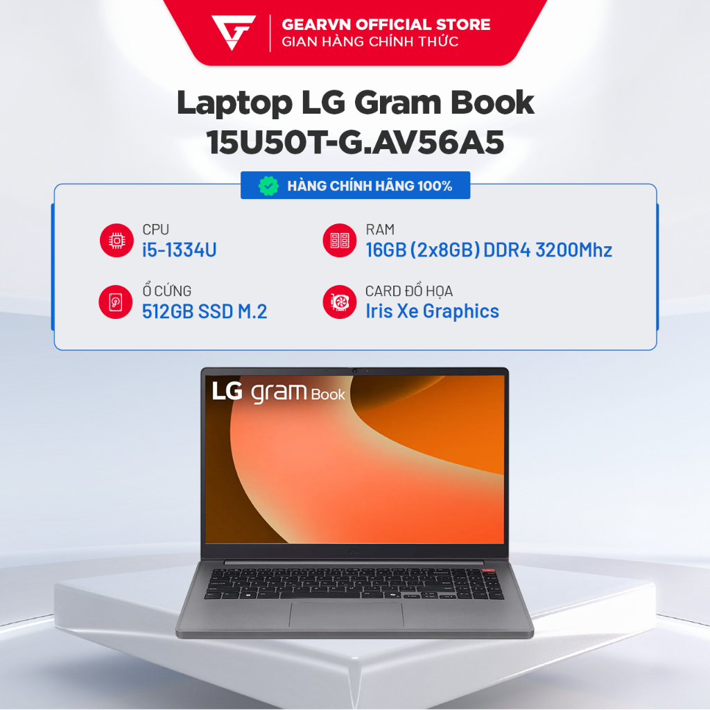 Laptop LG Gram Book 15U50T-G.AV56A5 | i5-1334U | 16GB Ram | 512GB SSD | Intel Iris Xe Graphics | Shopee Việt Nam