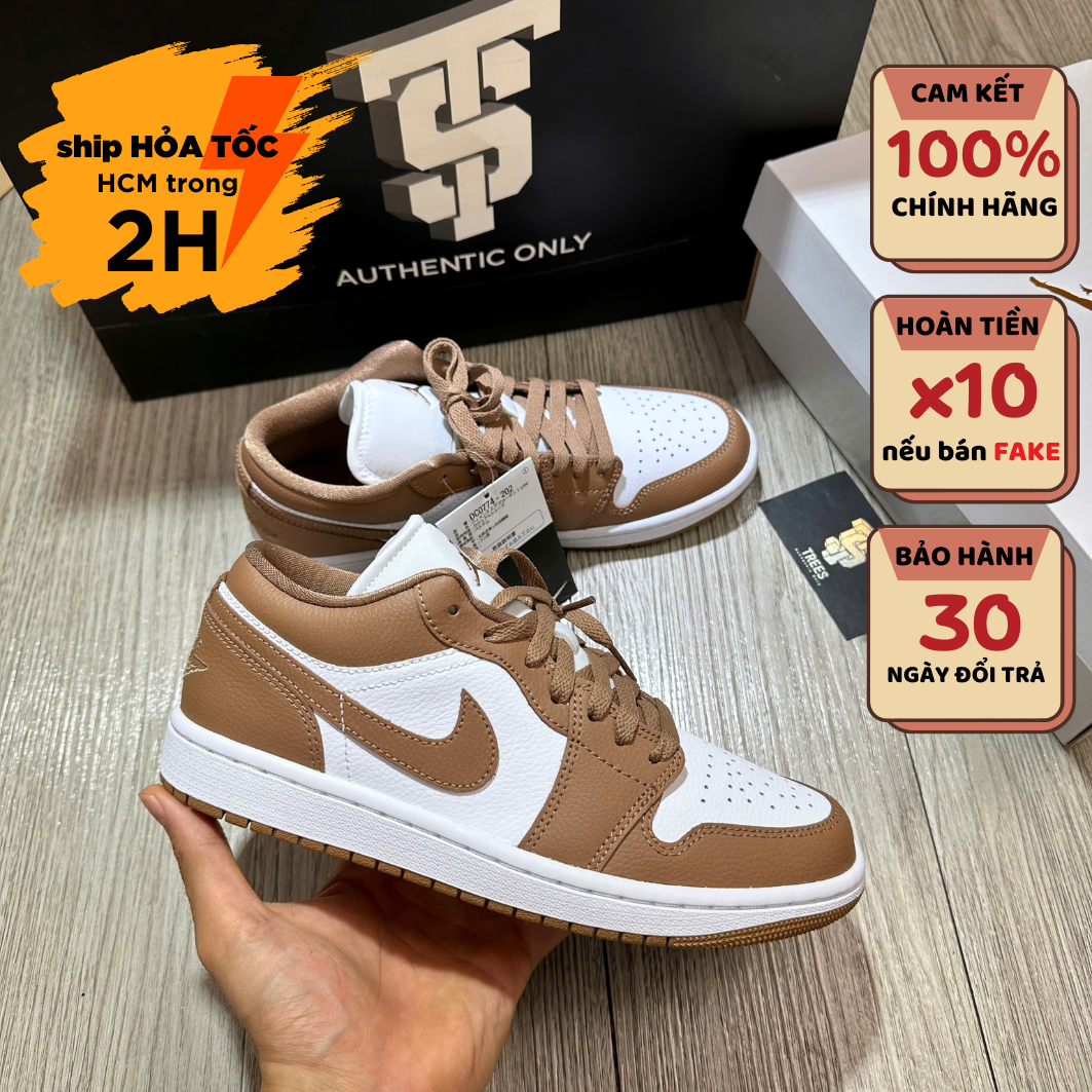 [CHÍNH HÃNG] Giày thể thao NIKE AIR JORDAN 1 LOW Archaeo Brown White DC0774 202 Full Box Tag Auth