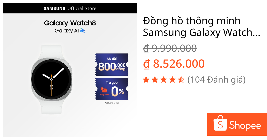 Đồng hồ thông minh Samsung Galaxy Watch8, Galaxy AI | Shopee Việt Nam