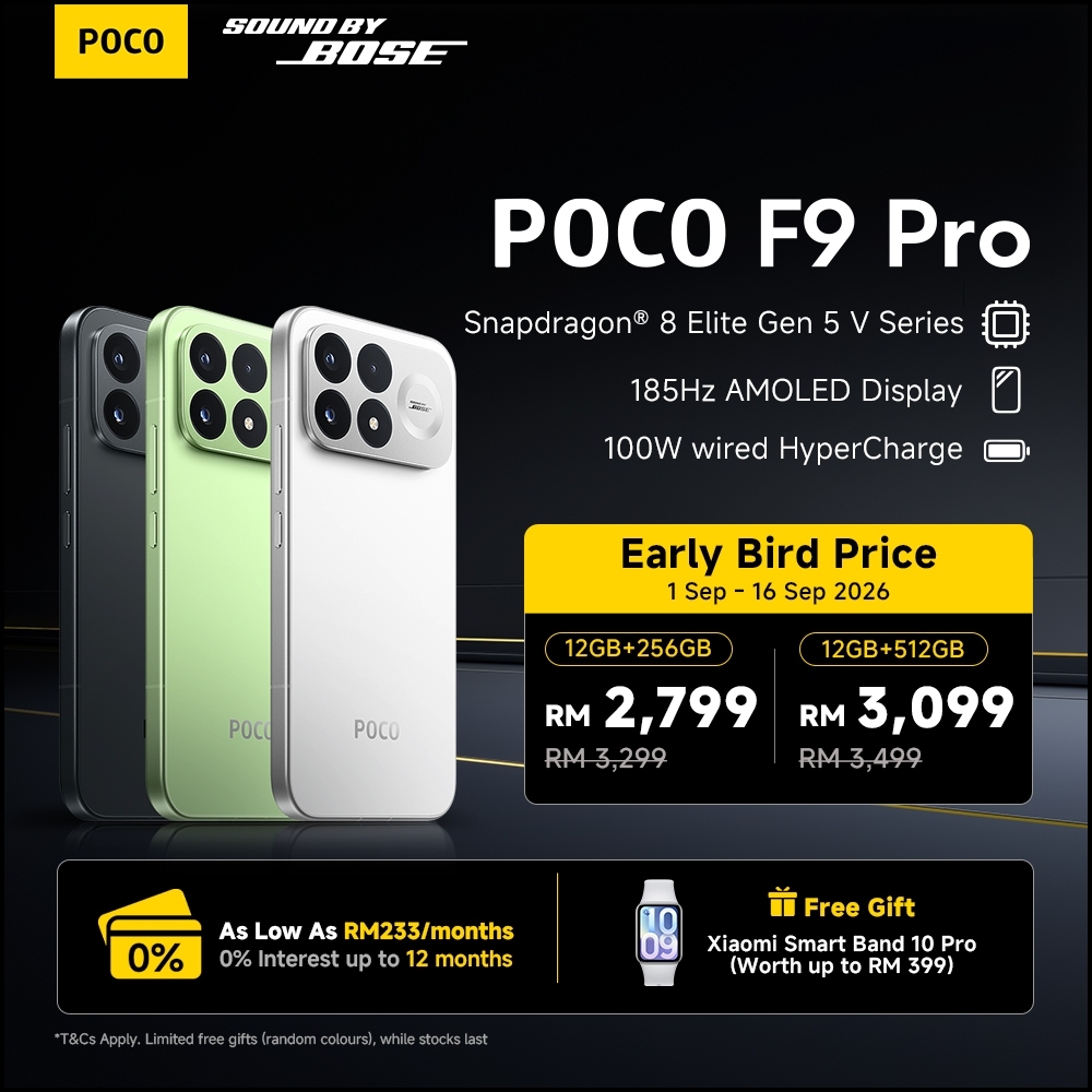 [NEW] POCO F9 Pro Smartphone | Snapdragon® 8 Elite Gen 5 V Series, Sound by Bose Tuning,200MP Camera with OIS | Shopee Malaysia