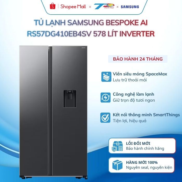 Tủ Lạnh Samsung 2 cánh 578 Lít Inverter Bespoke AI RS57DG410EB4SV Lấy Nước Cánh Tủ Chính Hãng Mới | Shopee Việt Nam