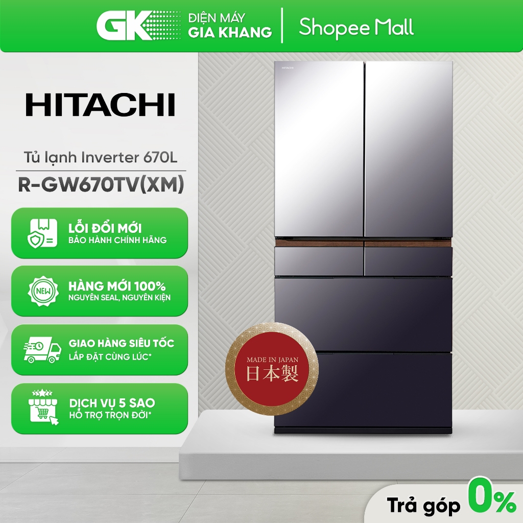 R-GW670TV(XM) Tủ Lạnh HITACHI Inverter 670 Lít R-GW670TV - Kiểu tủ lạnh Multi doors [Freeship HCM] | Shopee Việt Nam