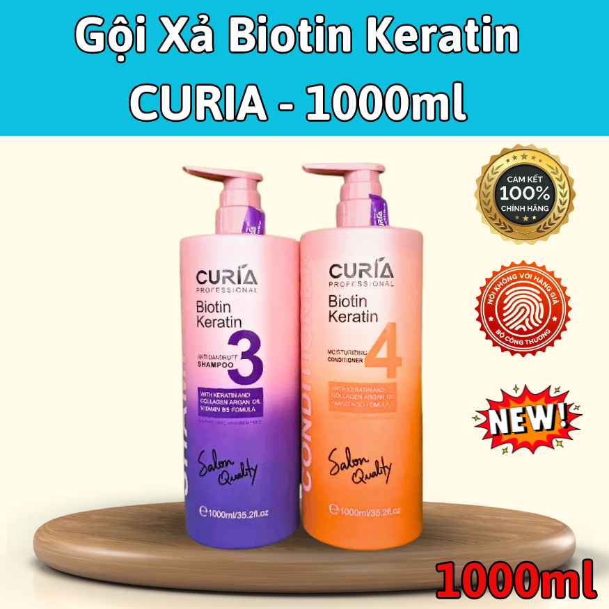 Gội Xả Tóc CURIA Biotin Keratin 1000ml , giúp tóc suông mượt óng ả , Chính Hãng. | Shopee Việt Nam