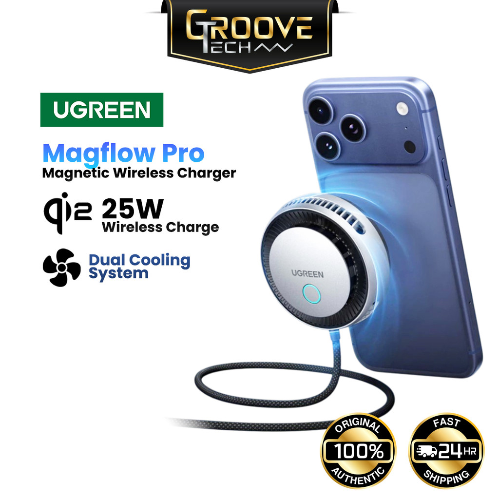【MagFlow Pro】UGREEN Qi2.2 25W Magnetic Wireless Charger Pad Dual Ice Cooling System TEC Fan Magsafe Fast Charging iPhone | Shopee Malaysia
