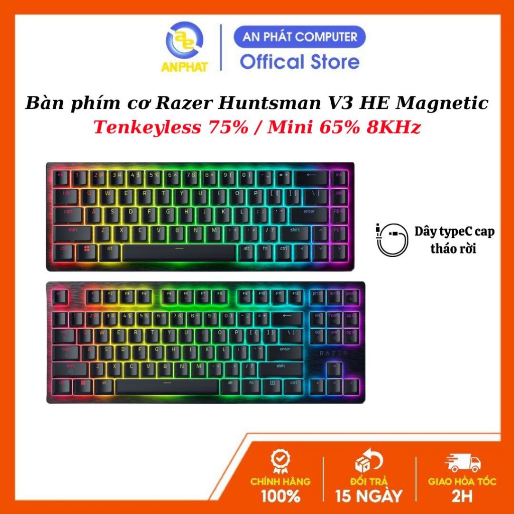 Bàn phím cơ Razer Huntsman V3 HE Magnetic Tenkeyless / Mini 65% 8KHz - Bảo hành chính hãng 24 tháng | Shopee Việt Nam
