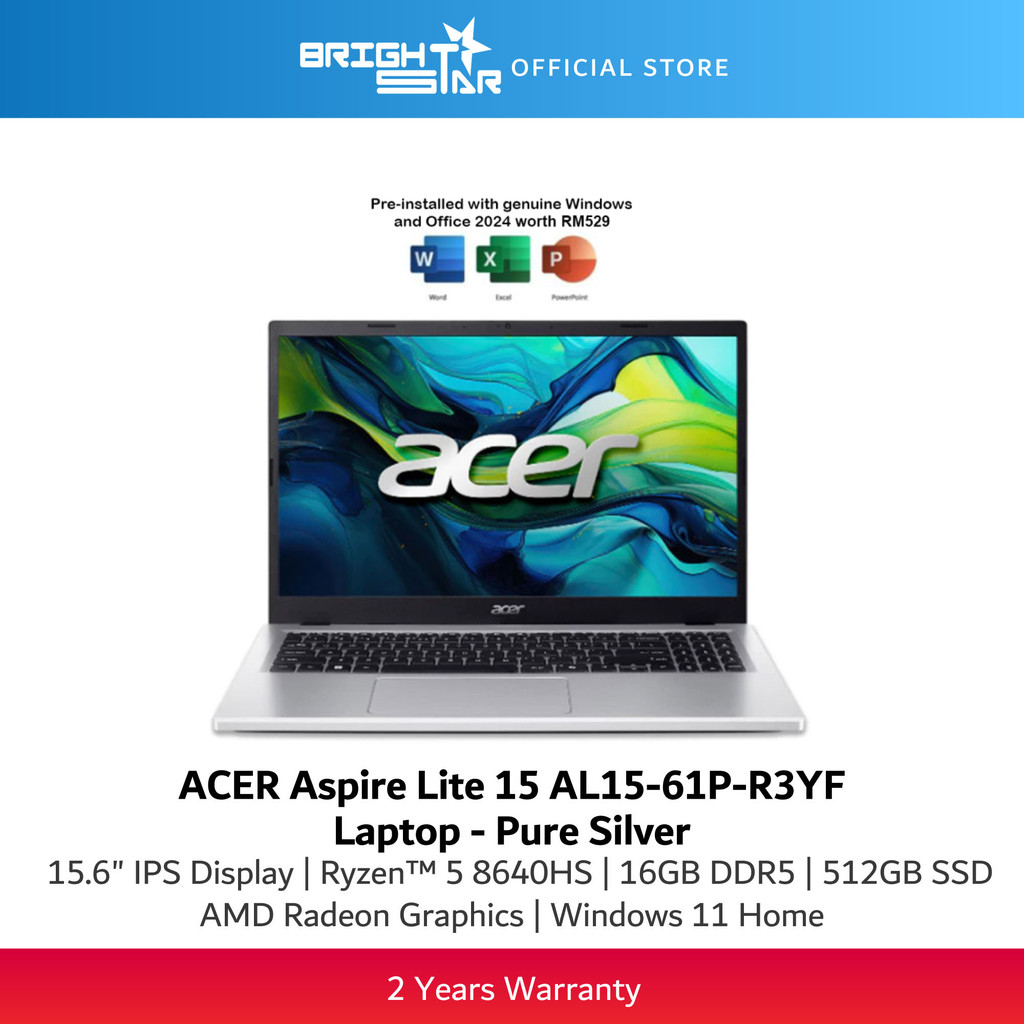 ACER Aspire Lite 15 AL15-71P-592F Laptop - 15.6" IPS/I5-12450H/16GB DDR5/512GB/Intel UHD/Windows 11 Home | Shopee Malaysia