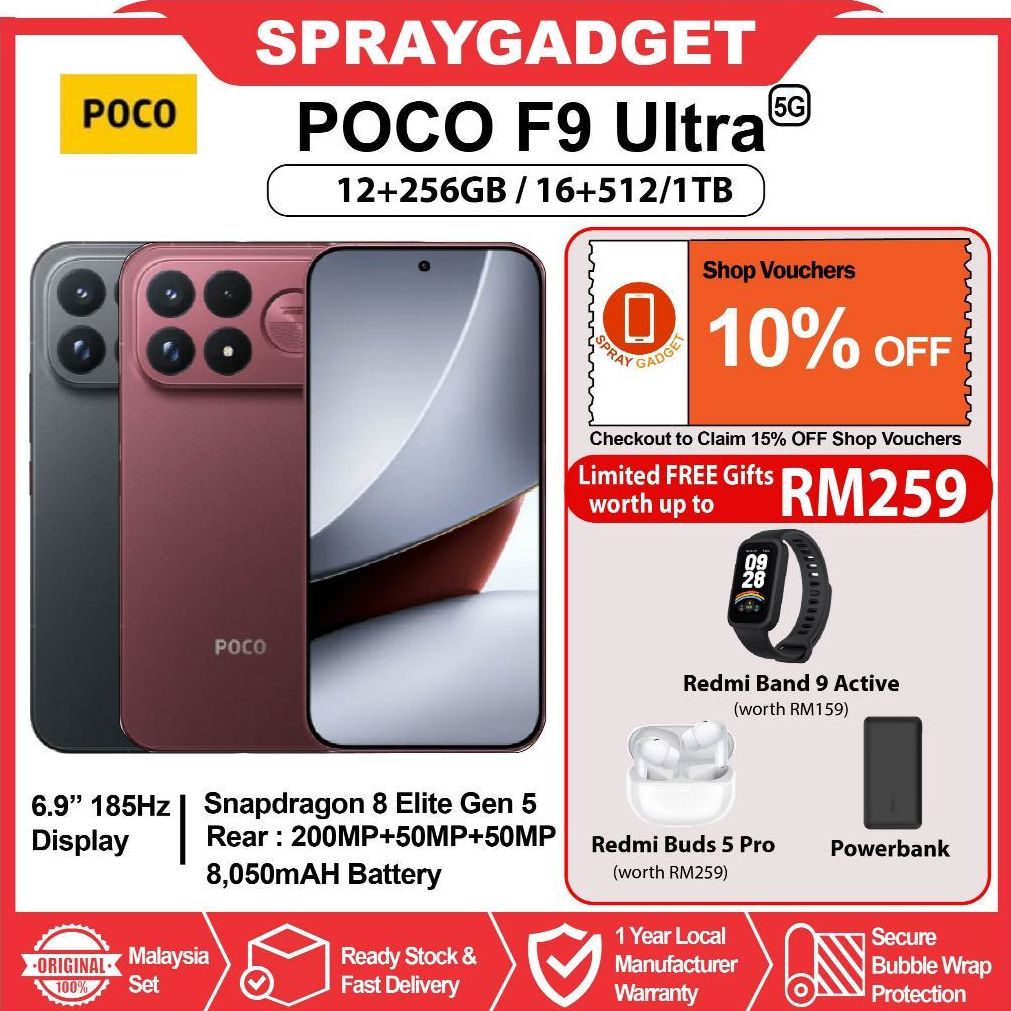 [NEW] POCO F9 Ultra 5G (12+256GB/16+512GB/1TB) Snapdragon 8 Elite Gen 5 l Sound By Bose with subwoofer | Shopee Malaysia