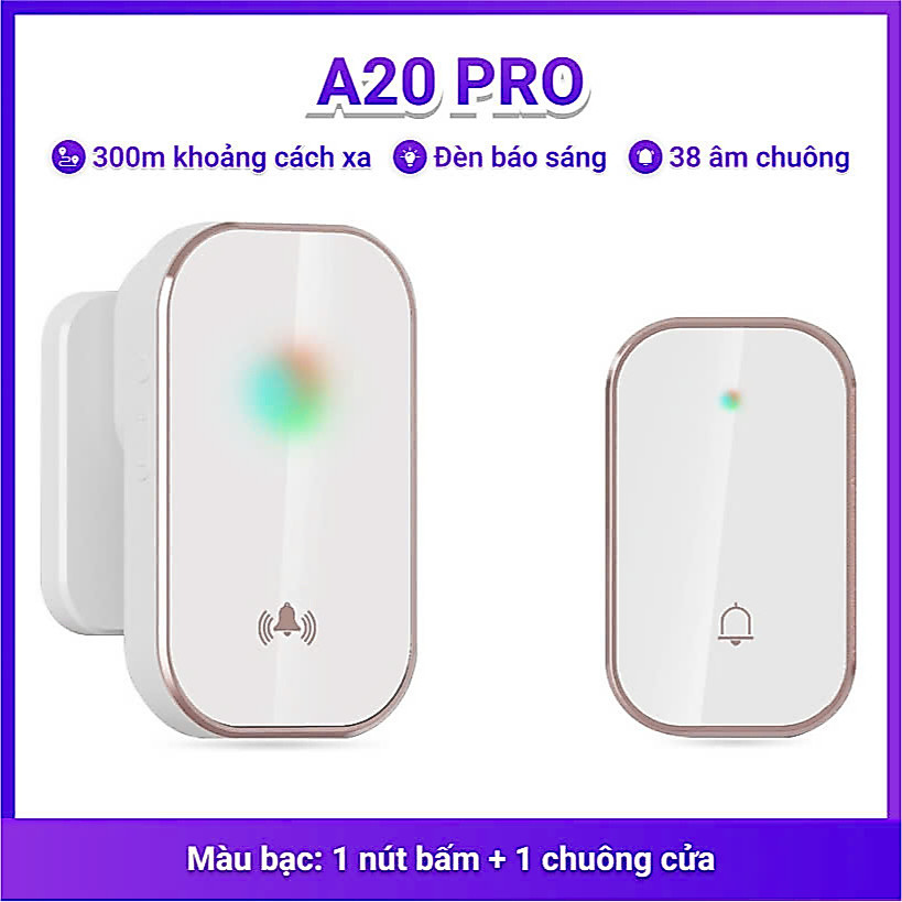Chuông Cửa Không Dây A20 Pro - Công Nghệ Xuyên Tường 300m, Chống Nước IP47, Âm Thanh 38 Giai Điệu, Hiện Đại & Bền Bỉ | Shopee Việt Nam