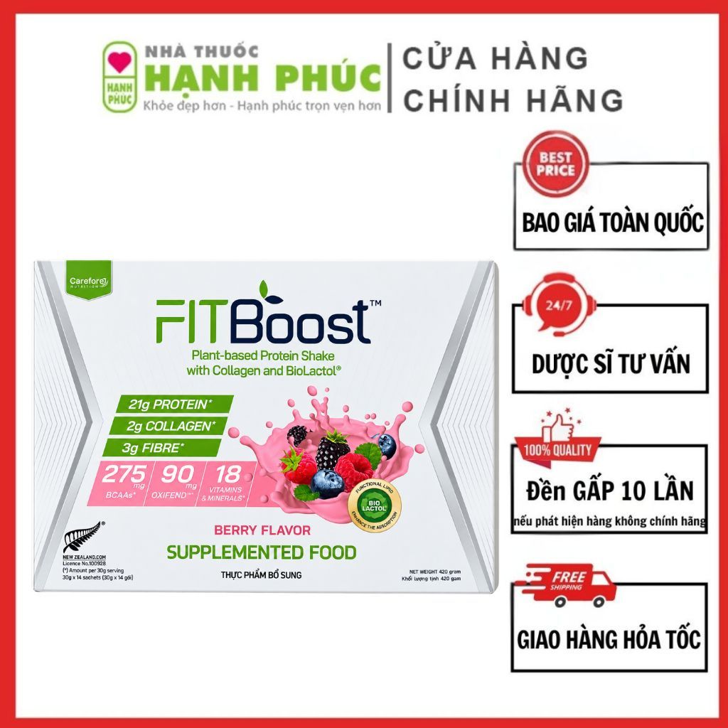 Protein Thực Vật Fit Boost - Protein FitBoost Carefor với Collagen và Biolactol hộp 14 gói | Shopee Việt Nam