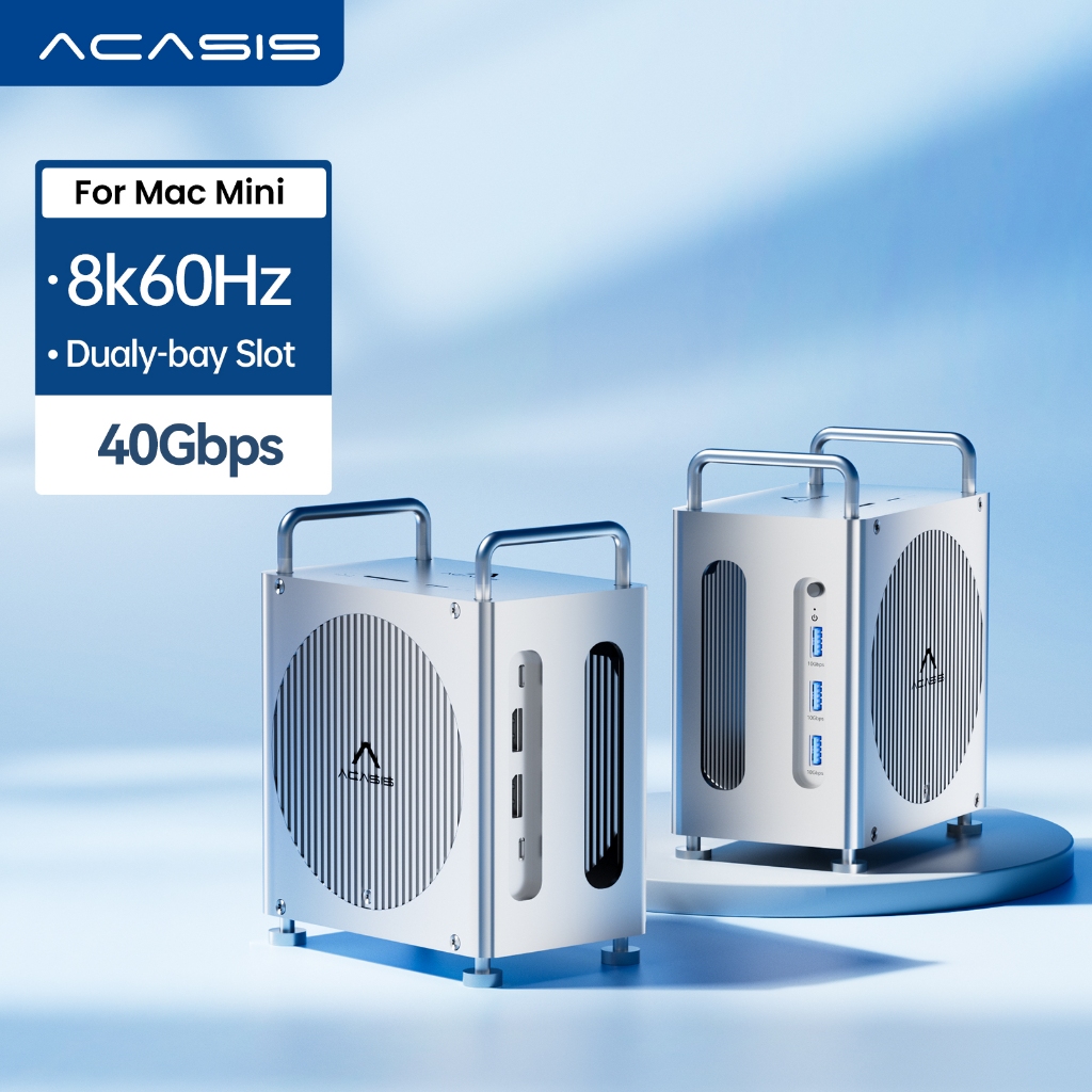 ACASIS Mac Mini M4/M6 Workstation 40Gpbs 8-IN-1 Docking Station USB-C Hub With 2xDP, SD/TF 3.0, 3xUSB-A 3.2, NVME M.2 SSD RAID Dual Bay Enclosure Compatible with Thunderbolt 4/3 | Shopee Malaysia