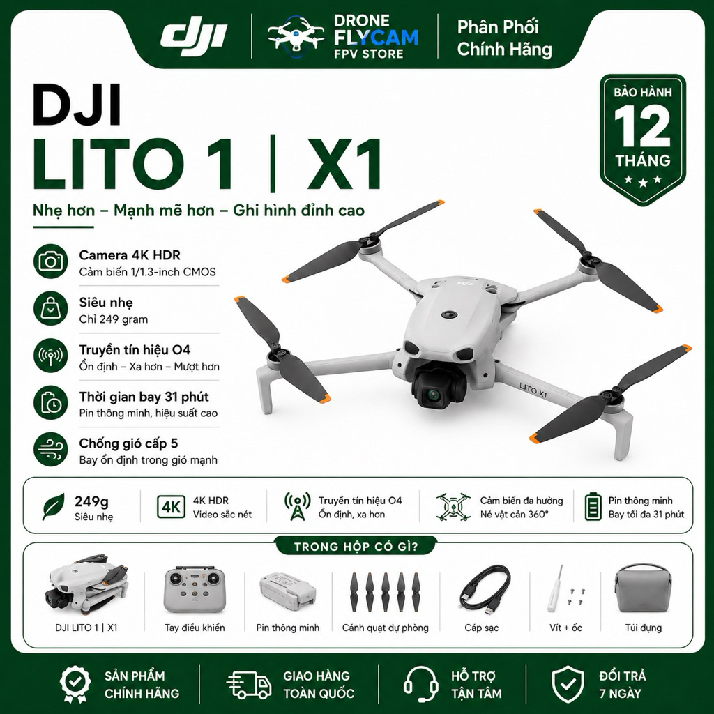 FLYCAM DJI LITO 1 | Lito X1 – FLYCAM MINI 4K, DỄ BAY - BH12T - chuẩn hãng | Shopee Việt Nam