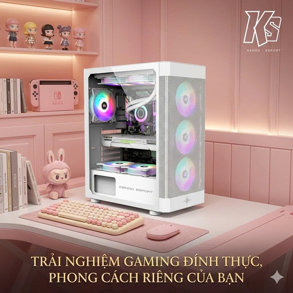 Case Gaming KENOO AF100 White - Thiết Kế Full Thép Sang Trọng - Sẵn 3 Quạt Tản Nhiệt - Mặt Lưới Mesh Siêu Thoáng | Shopee Việt Nam