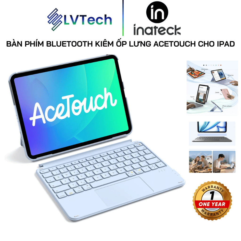 Bàn Phím Bluetooth Kiêm Ốp Lưng inateck Acetouch KB04122 Cho iPad Pro 11 / Air 11 / Gen 10/11, Có Trackpad Đa Điểm | Shopee Việt Nam
