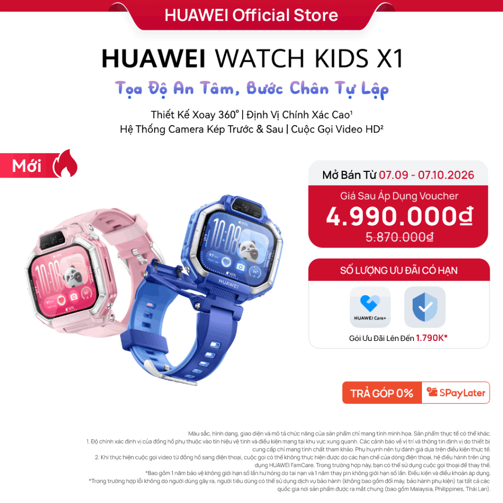 Đồng Hồ Thông Minh Trẻ Em HUAWEI WATCH KIDS X1 | Thiết Kế Xoay 360° | Định Vị Chính Xác Cao | Camera Kép | Gọi Video HD | Shopee Việt Nam