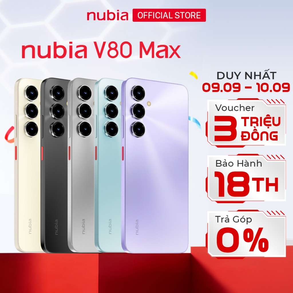 Điện thoại Nubia V70 Max & V80 Max I Hỗ trợ NFC I Pin 6000mAh bền bỉ 4 năm I 6.9"120Hz I Loa kép 3D