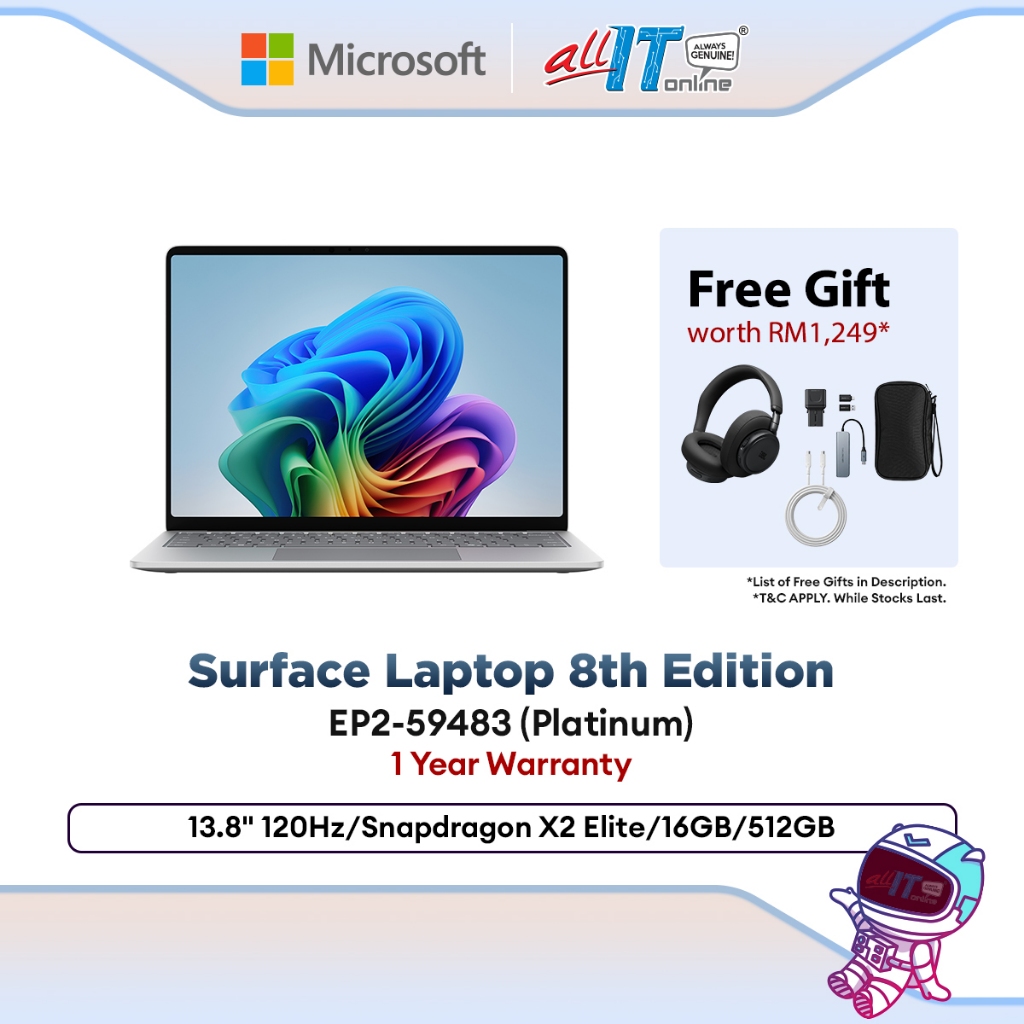 Microsoft Surface Laptop 8th Edition (EP2-59483) Platinum 13.8" 120Hz/Snapdragon X2 Elite/16GB/512GB/W11H