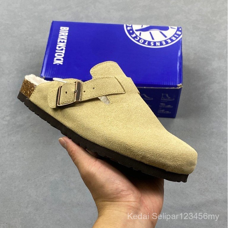 C3UZ Saiz 36-45 Birkenstock Boston Suede Sandal Jepit Santai Dua Tali