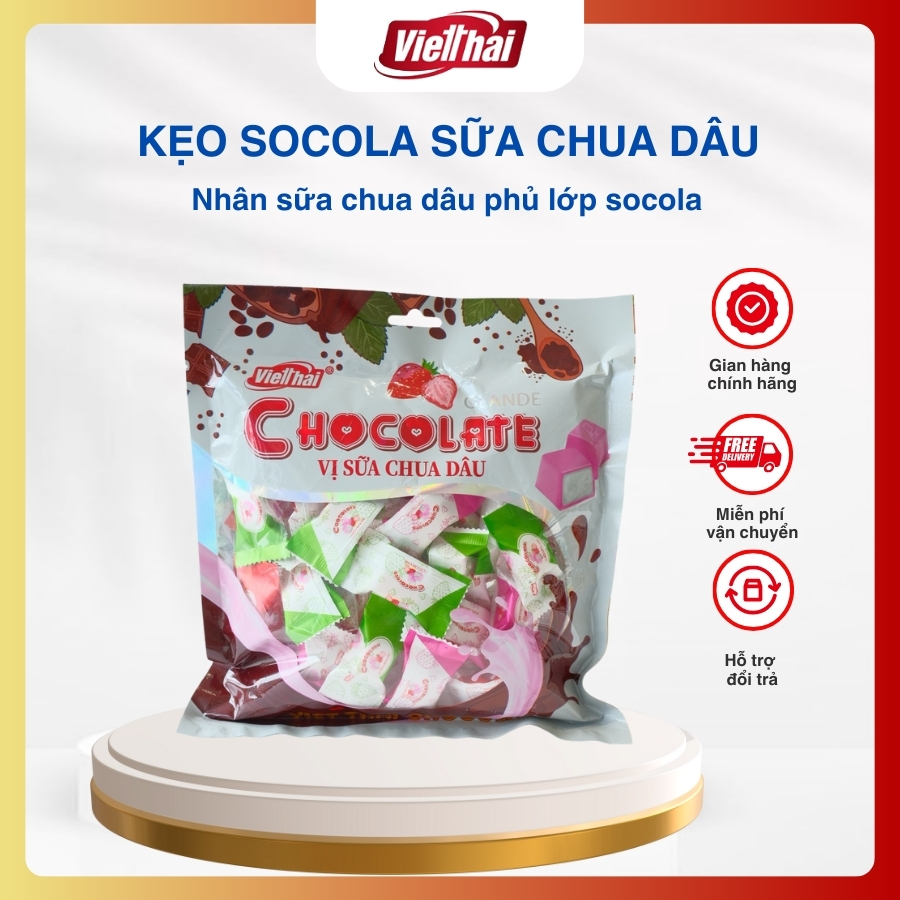 Kẹo socola sữa chua Việt Thái dâu tây chua ngọt tươi mát, Chocolate sữa chua dâu vị thơm ngon khó cưỡng gói 280g | Shopee Việt Nam