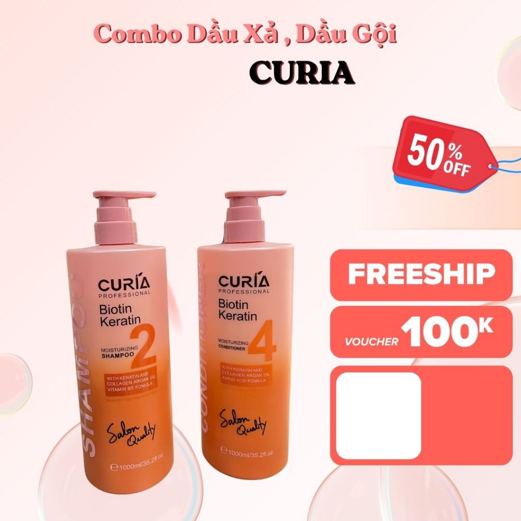 Dầu Gội Dầu xả CURIA 1000ml Phục hồi tóc Khô Xơ , Hu Hỏng , Kích thích Mọc tóc , Giảm Gãy Rụng Tóc , Giúp Tóc mềm mượn | Shopee Việt Nam
