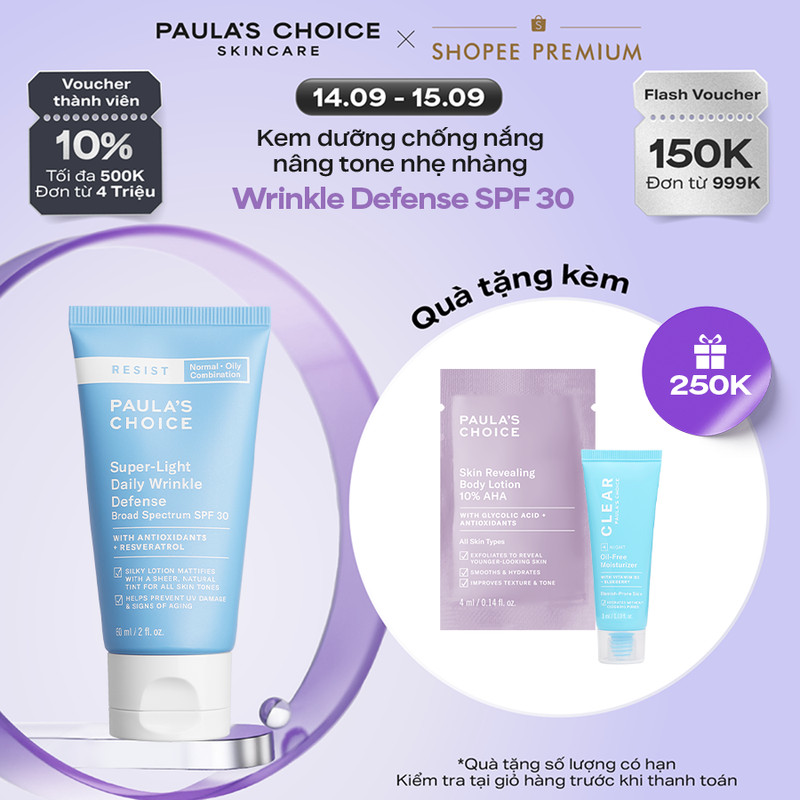 Kem chống nắng nâng tone cấp ẩm Paula's Choice Resist Super-Light Daily Wrinkle Defense Broad Spectrum SPF 30 60ml 7760
