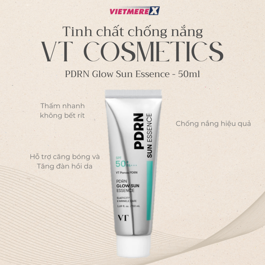 Tinh chất chống nắng gốc nước - VT PDRN Glow Sun Essence SPF 50+ PA++++ - 50ml | Shopee Việt Nam
