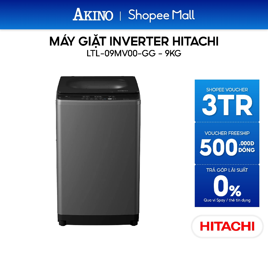 LTL-09MV00-GG | Máy giặt Lồng Đứng Hitachi Inverter 9 Kg | Shopee Việt Nam