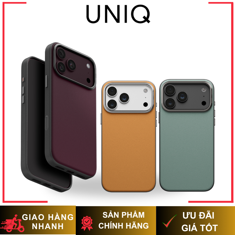 [Có iP18] Ốp Da UNIQ LYDEN DS Vegan Leather Có Nút Control Tích Hợp Sạc Không Dây Chính Hãng cho iP 18 | 17 Pro Max | Shopee Việt Nam