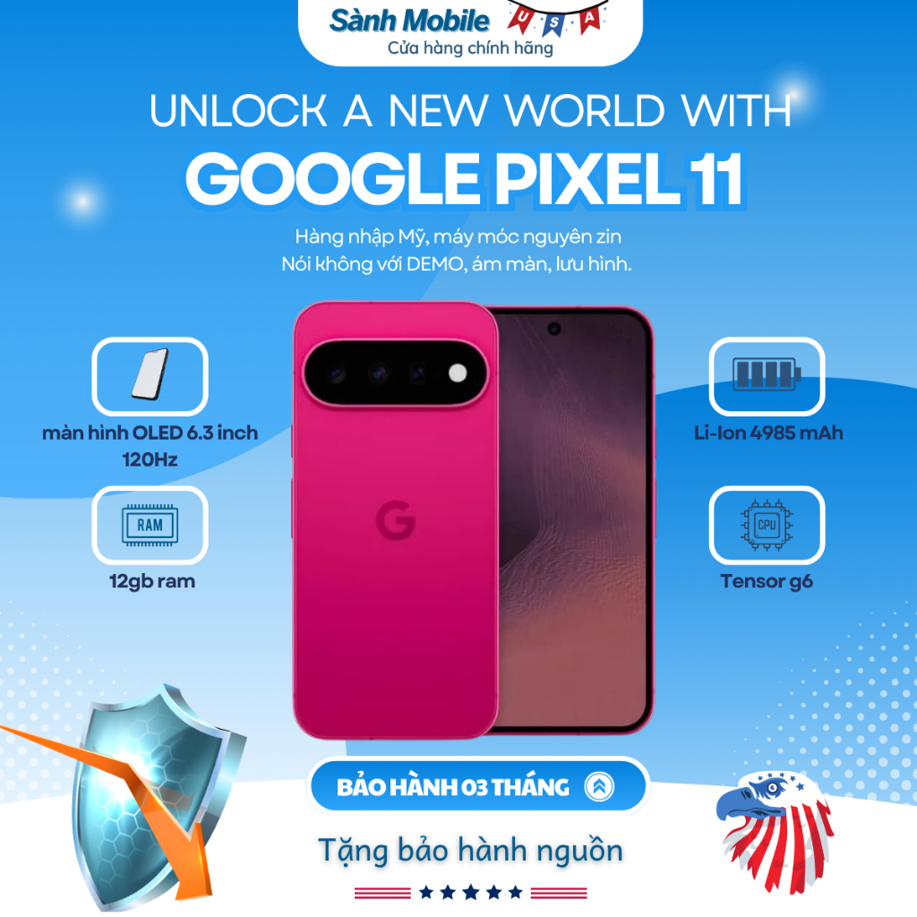 Điện thoại Google Pixel 11 – AI Đỉnh Cao & Trải Nghiệm Vượt Trội - Chip Tensor G6 2nm| Sành Mobile | Shopee Việt Nam