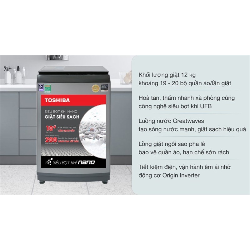 Máy giặt Toshiba Inverter 12 kg AW-DUK1300KV(SG) Bảo hành chính hãng | Shopee Việt Nam