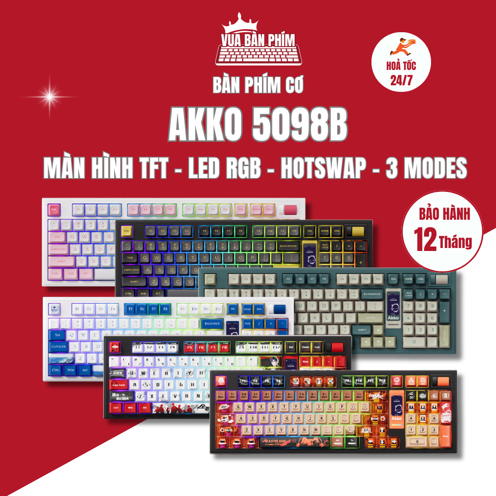[HÀNG SẴN ] Bàn phím cơ không dây Akko 5098 | 5098B mạch xuôi, 3 mode , núm xoay, màn hình tft , led rgb, hotswap | Shopee Việt Nam