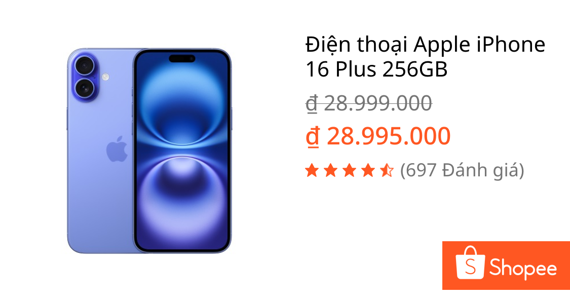 Điện thoại Apple iPhone 16 Plus 256GB | Shopee Việt Nam