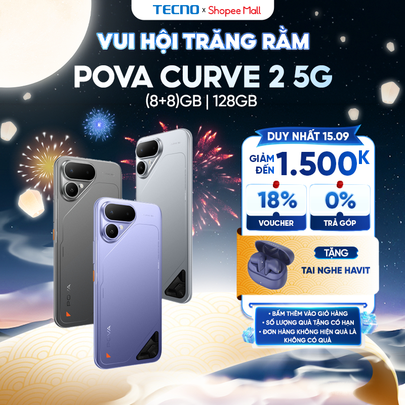[MỚI] Điện thoại TECNO POVA Curve 2 5G (8+8)GB/128GB - Siêu Pin 8000mAh | Siêu Mỏng | Màn cong AMOLED 144Hz | Shopee Việt Nam