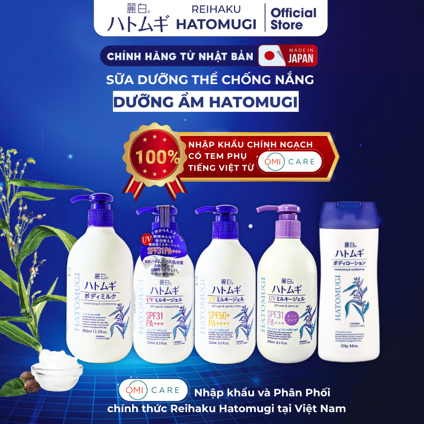 Sữa Dưỡng Thể Ý Dĩ Hatomugi Làm Sáng Da Ban Đêm Reihaku Hatomugi The Body Milk 400ml