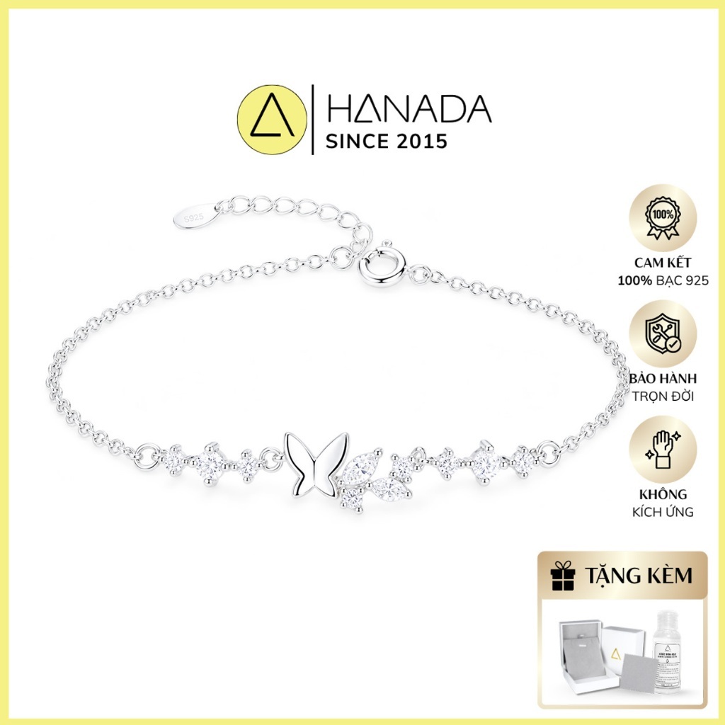 [BẠC 925 BH TRỌN ĐỜI] Lắc tay Bạc 925 Hanada Hồ Điệp Phối Đá, Vòng Tay Quà Tặng, Đi Tiệc, Mang hằng ngày 2331 I16