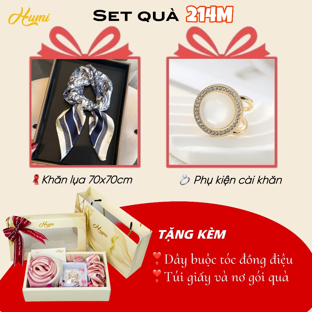 Set quà tặng khăn lụa HUMI sang trọng tặng mẹ tặng bạn gái cô giáo nhân dịp lễ 8/3/20/10/20/11 Noel