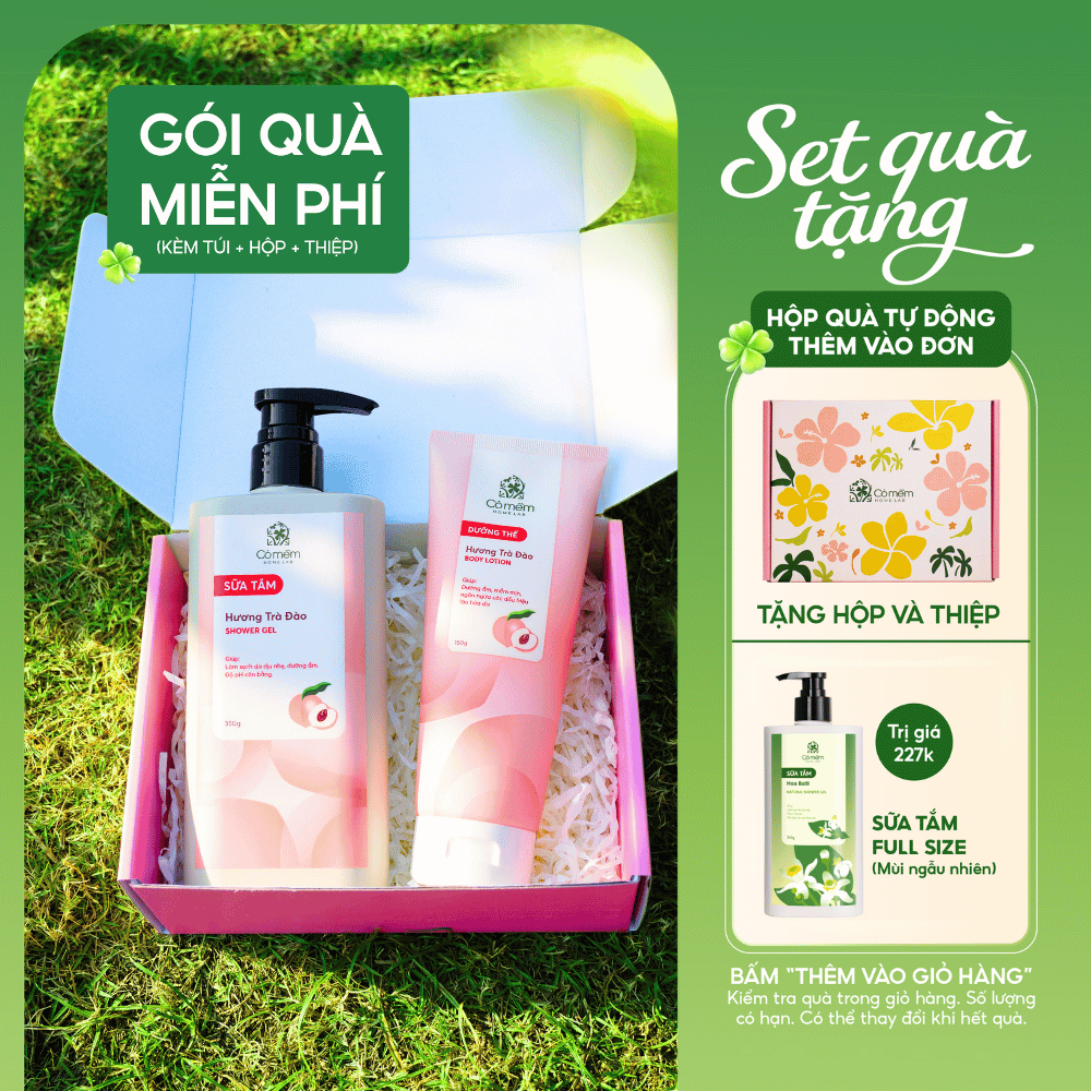 [Set Quà Tặng] Combo Sữa Tắm Và Dưỡng Thể Cỏ Mềm | Hộp quà tặng người yêu, mẹ, vợ, cô giáo