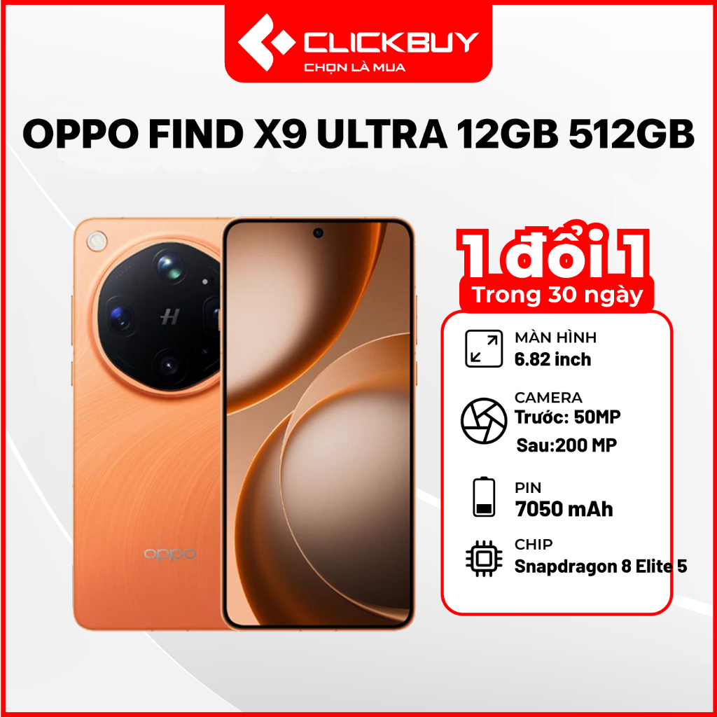Điện thoại Oppo Find X9 Ultra 12GB 512GB chính hãng - Snap 8 Elite 5, camera 200MP, Pin 7050 mAh | Shopee Việt Nam