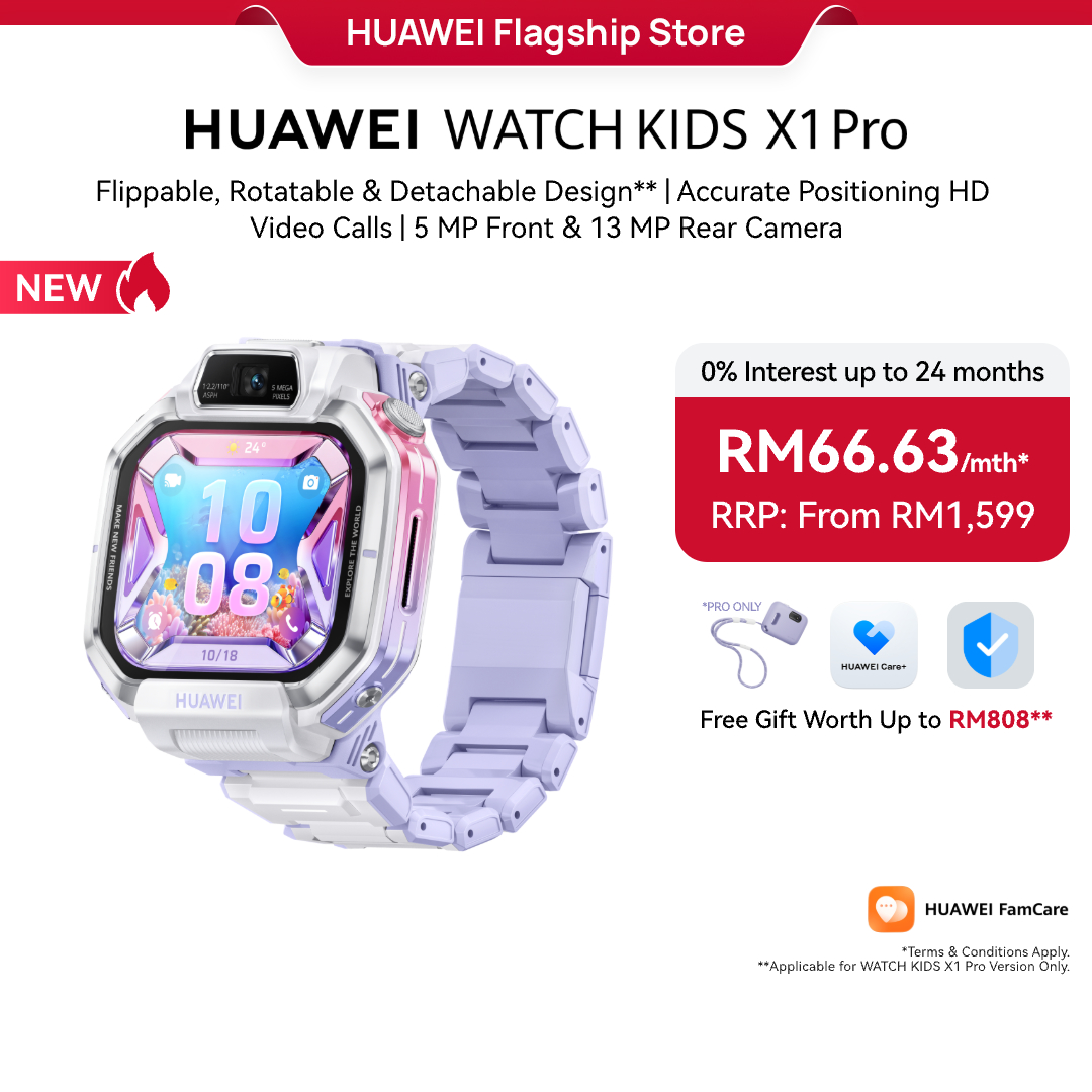 HUAWEI WATCH KIDS X1 Series l Watch Phone | Accurate Positioning | HD Video Calls | 5MP Front & 13 MP Rear Camera l Shake to Add Friends l Health Assistant l 64GB Storage*