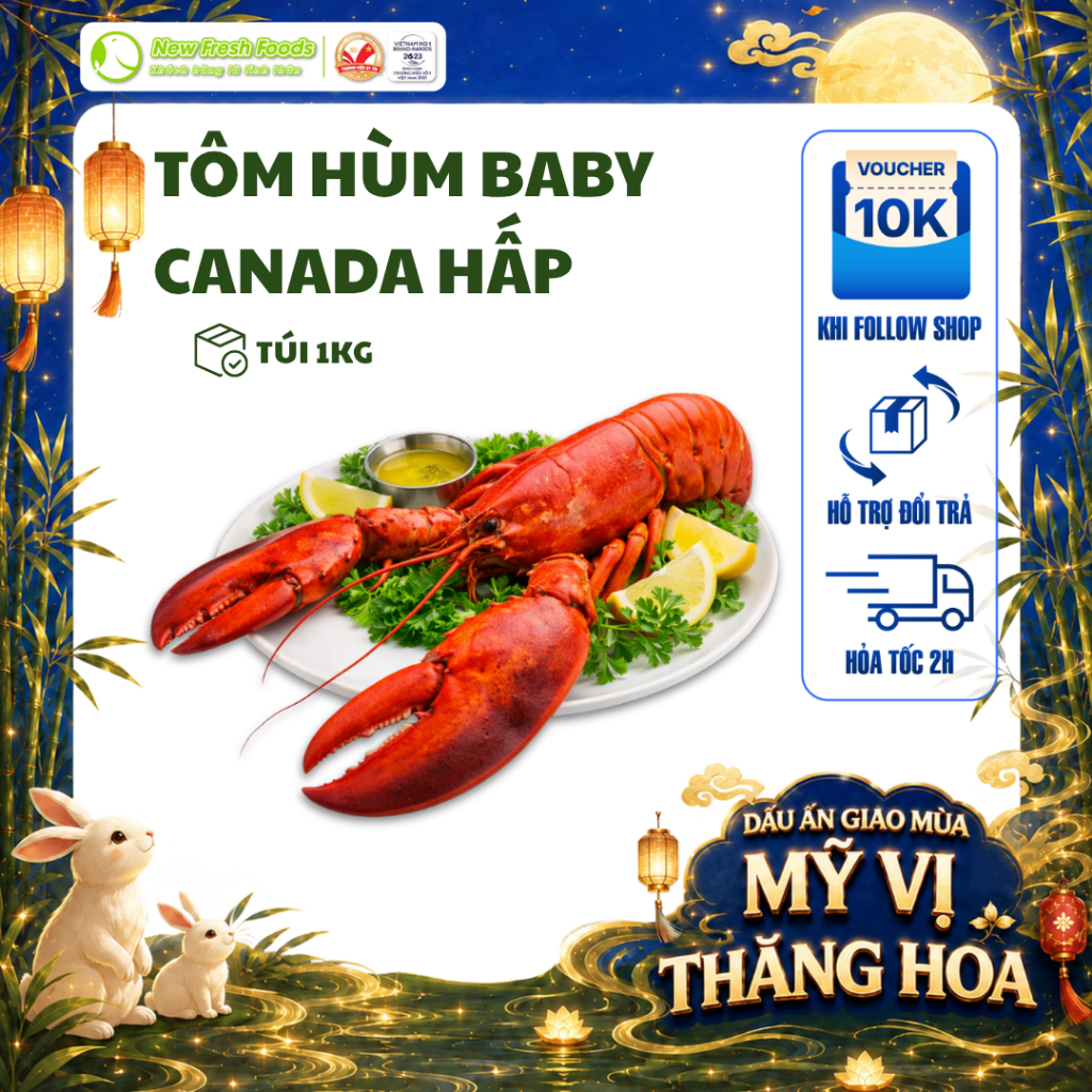 [HỎA TỐC HCM] Tôm Hùm Baby Canada Hấp (Size 350/400) 1Kg Cao Cấp | Thịt Chắc Thơm Ngọt | Shopee Việt Nam