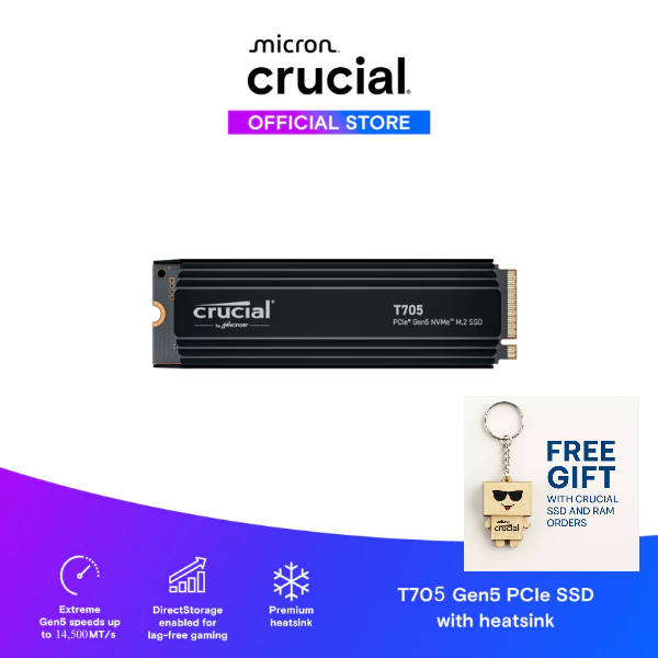 Crucial T705 SSD with heatsink M.2 PCIe NVMe 1TB Gen5 (CT1000T705SSD5) - Hàng chính hãng | Shopee Việt Nam
