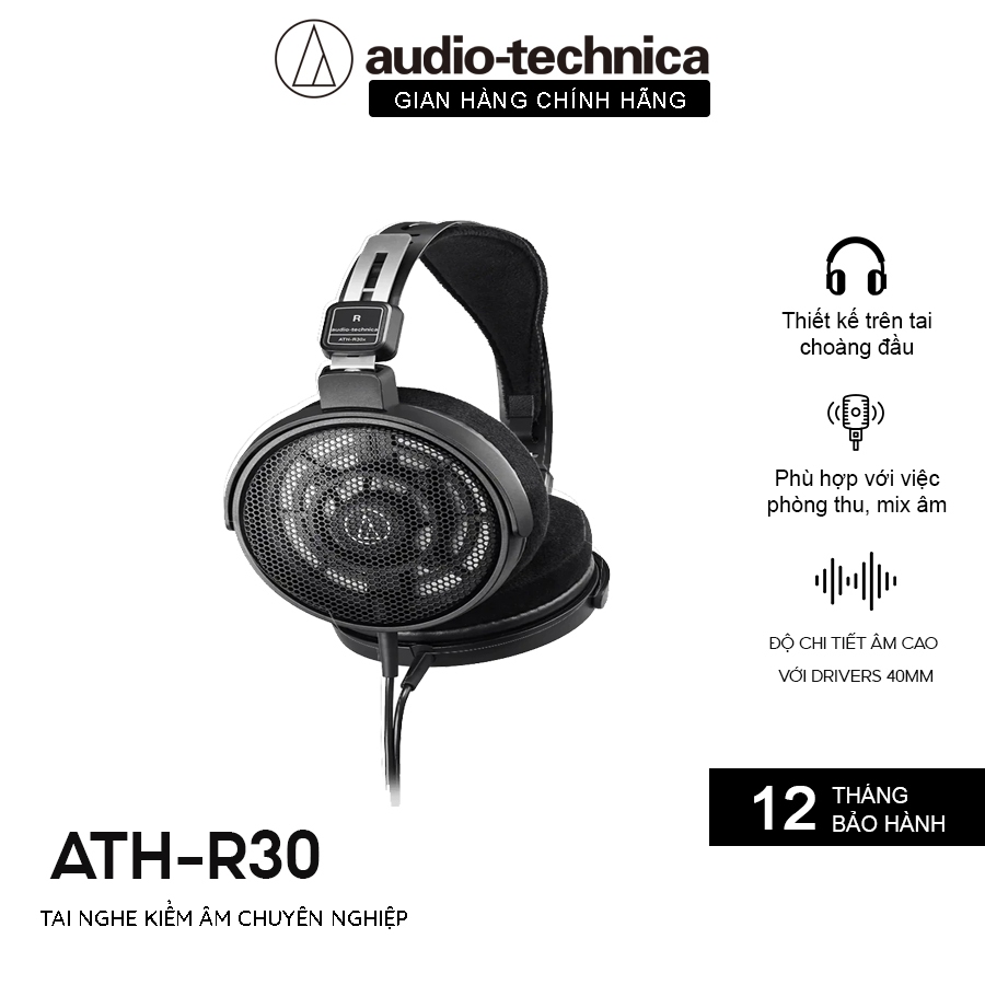 [Chính Hãng] Tai nghe Open-Back Audio-Technica ATH-R30x Studio Monitor Cho Thu Âm Mixing Nghe Nhạc | Shopee Việt Nam
