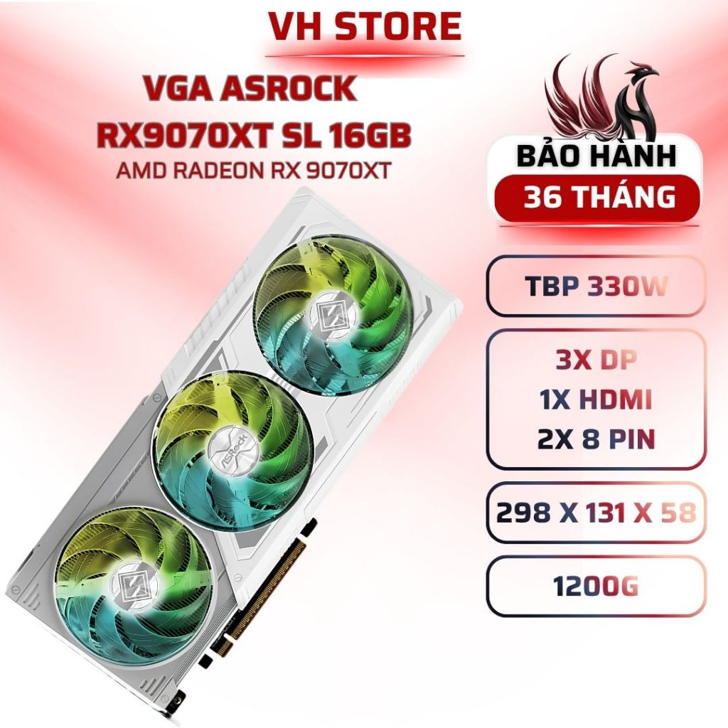 VGA AMD Radeon RX 9070 XT STEEL LEGEND 16GB GDDR6 PCIe 5.0 Gaming - BẢO HÀNH 36 THÁNG - VHSTORE | Shopee Việt Nam