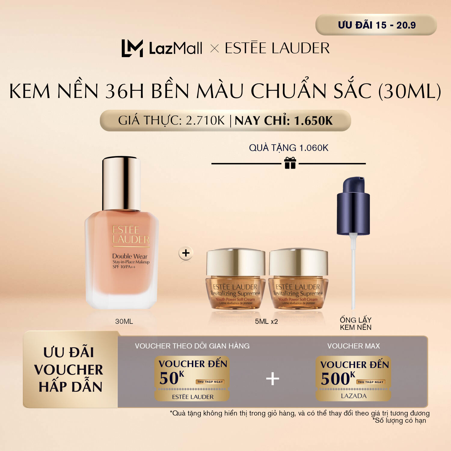 [MỚI] Kem nền lâu trôi 36 giờ lì mịn Estée Lauder Double Wear Stay-in-Place SPF 10/PA++I Foundation 30ml