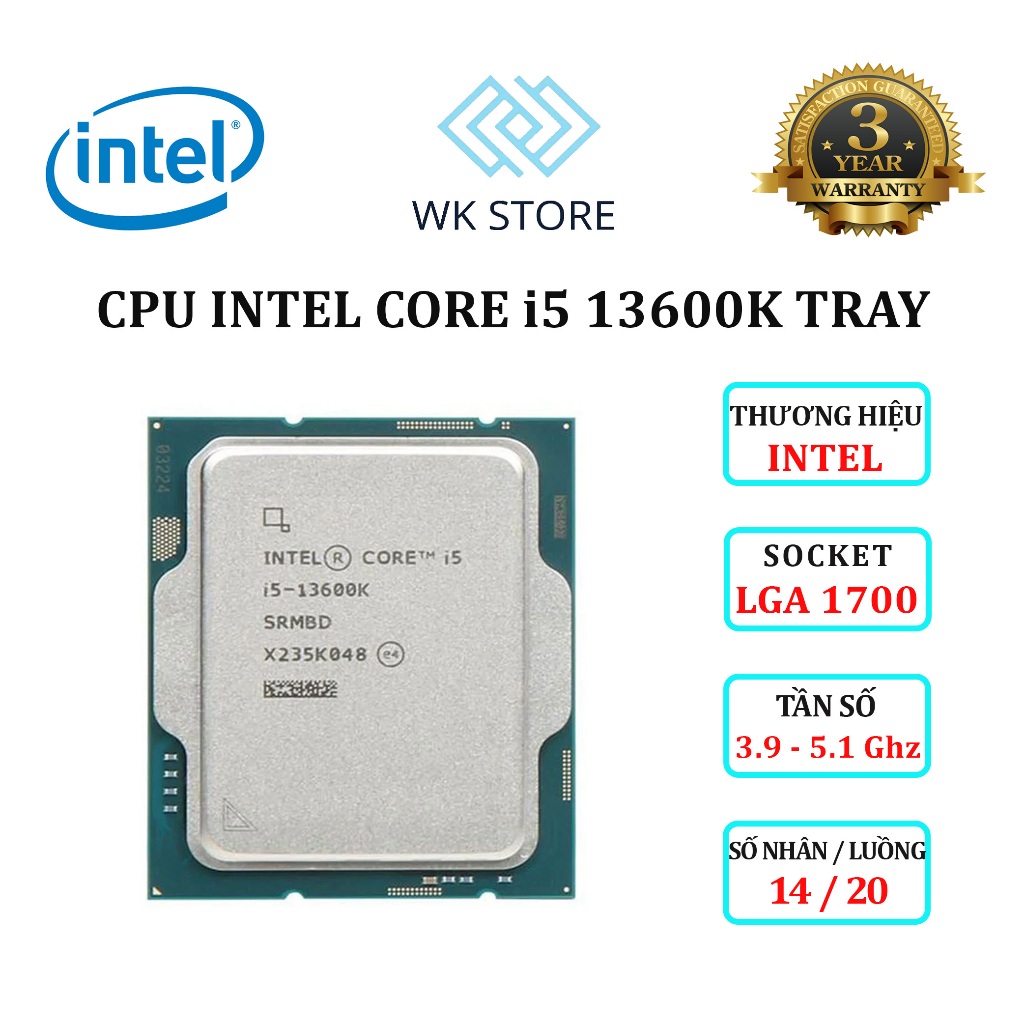 CPU Intel Core i5 13600K Tray | Up to 5.1 GHz,14 Nhân 20 Luồng, Mới BH 36T | Shopee Việt Nam