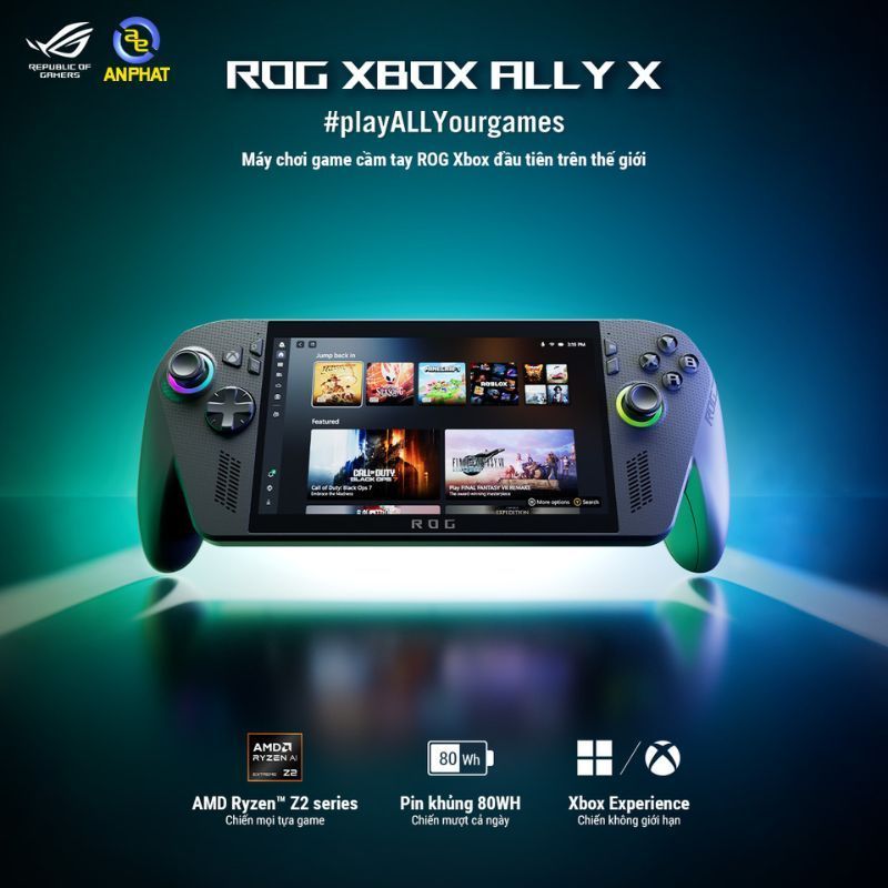 Laptop chơi game cầm tay ASUS ROG Xbox Ally X RC73XA-NH011W (AMD Ryzen AI Z2E | 24GB | 1TB | 7 inch FHD | Win11) | Shopee Việt Nam