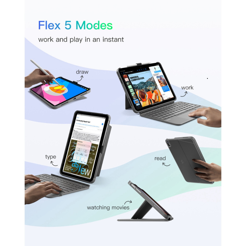 Bàn Phím Inateck AceTouch Pro N0057 Cho iPad Gen 11 A16 / Gen 10 – Bao Da Nam Châm Tách Rời, Touchpad 5.1 Inch | Shopee Việt Nam
