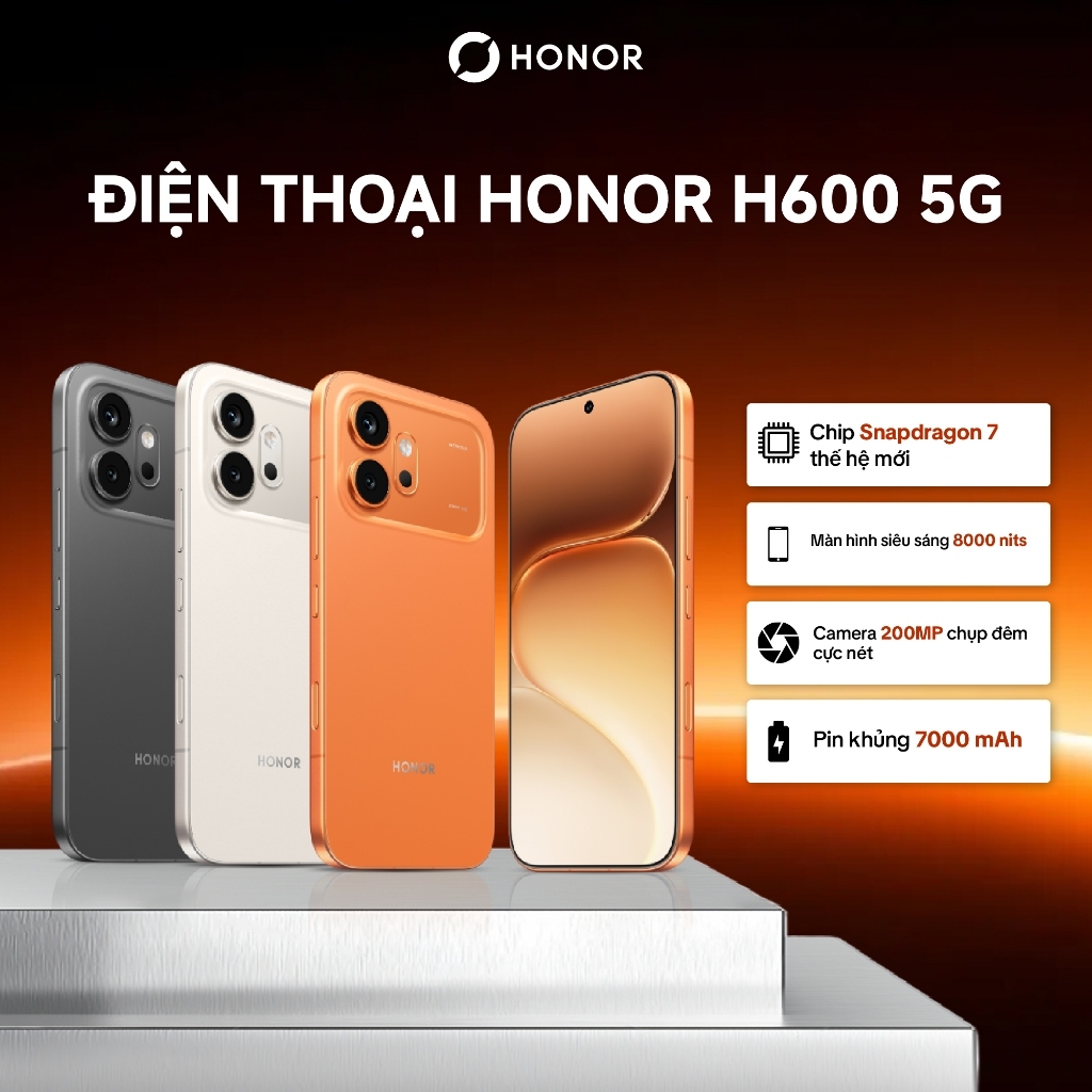 Điện Thoại HONOR 600 5G 8/12GB + 256GB | Chip Snapdragon 7 Gen 4 | AI Camera 200MP | BH 24 Tháng | Shopee Việt Nam