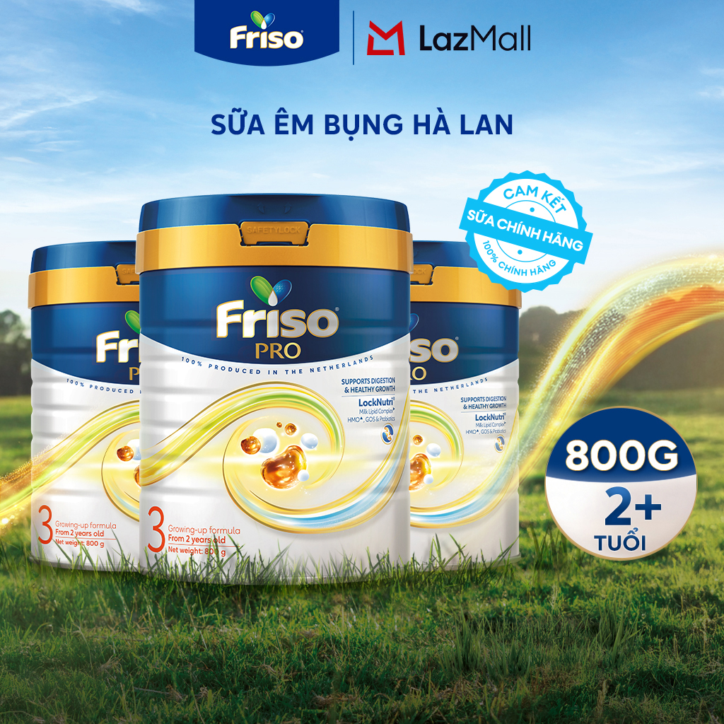 [Nhập Khẩu Hà Lan] Combo 3 Lon Sữa Bột Friso Pro 3 800G cho trẻ trên 2 tuổi